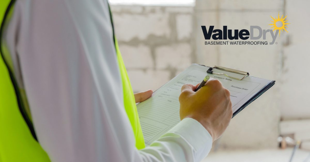 Basement Inspection checklist Value Dry Waterproofing