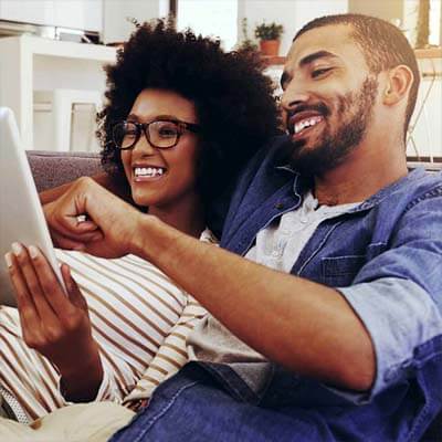 couple enjoying a dry basement